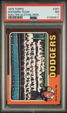 1975 TOPPS WALTER ALSTON, MGR. #361 DODGERS TEAM PSA 7