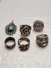 Vintage Mix Native American Sterling Silver Jewelry Lot Rings & Pendant Used M5