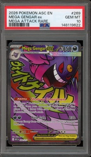 Pokemon Mega Gengar ex Ascended Heroes Mega Attack Rare #269 PSA 10 Gem Mint