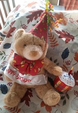 Build-A-Bear Happy Birthday Brown Teddy - Birthday Sash, Hat, Bowie  Cupcake