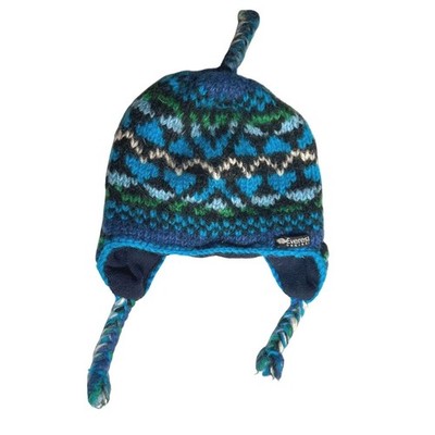 everest designs sherpa earflap blue wool fleece lined youth size 5-12  knit hat