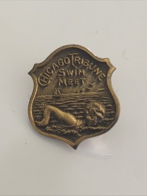 Chicago Tribune Swim Meet Pin/ Medal- William Schridde Co Chicago, Illinois