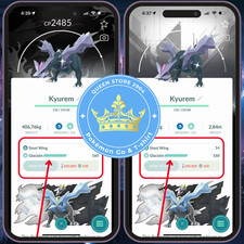 Pokémon PTC GO— Shiny Kyurem ( Black—White ) Background—Moveset Glaciate—Digital