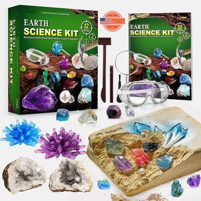 Kits de ciencias de la tierra para niños de 4, 6, 8, 12 y 14 años, kit de excava