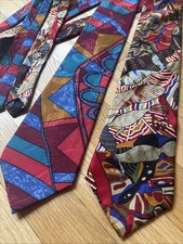 Southwestern Desert Novelty Italian Silk Mens Ties Vintage 90s Made In USA Blue