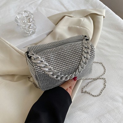 Damen Clutch Abendtasche Strass Handtasche Kleine Umhängetasche Schultertasche