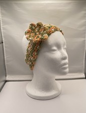 Handmade Crochet Headband Peach Multicolor Acrylic Yarn, Adult Size.