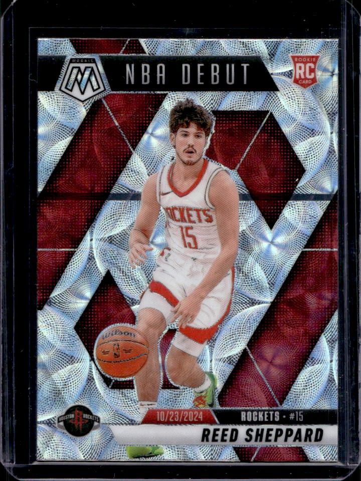 2024-25 Panini Mosaic Reed Sheppard RC International NBA Debut #252 Rockets