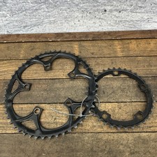 Road Bike Chainring Set 50/34T 110 BCD Steel FSA 5-Bolt Double Black Used Pair