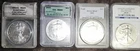 Silver Eagle Graded Lot Of 4 Coins.  MS69 2001,2000,2008, and 2011 Anniversary