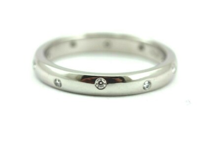 Platinum 0.10ctw round diamond zig zag wedding band ring size 6.75 NEW
