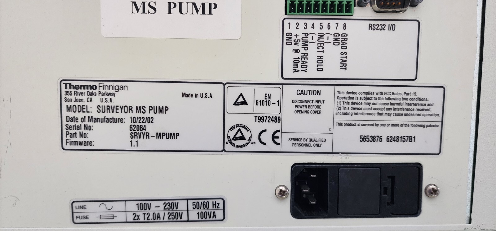 Thermo Finigan LCQ  Spectrometer and Spectrophotometer