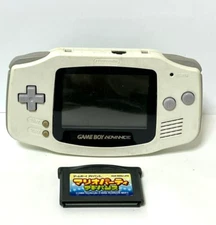 Nintendo Game Advance White AGB-001 Handheld Console Tested Works +Free Game
