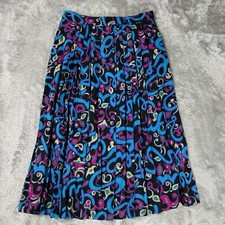 Vintage 90s Pleated Maxi Skirt Colorful Abstract Print Petite Womens 10