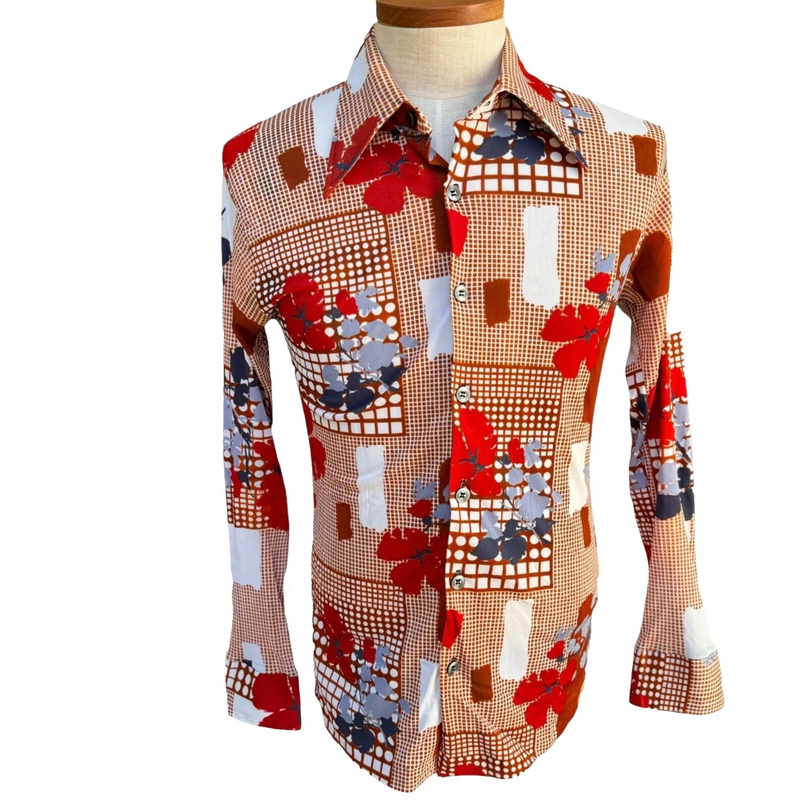 Acetato de varios colores Vintage Casual Shirts for Men