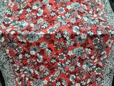 Rayon Challis Fabric By The Yard Coral Hawaiian Floral Tropical Fashion Summer
