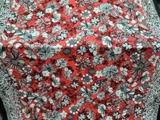 Rayon Challis Fabric By The Yard Coral Hawaiian Floral Tropical Fashion Summer