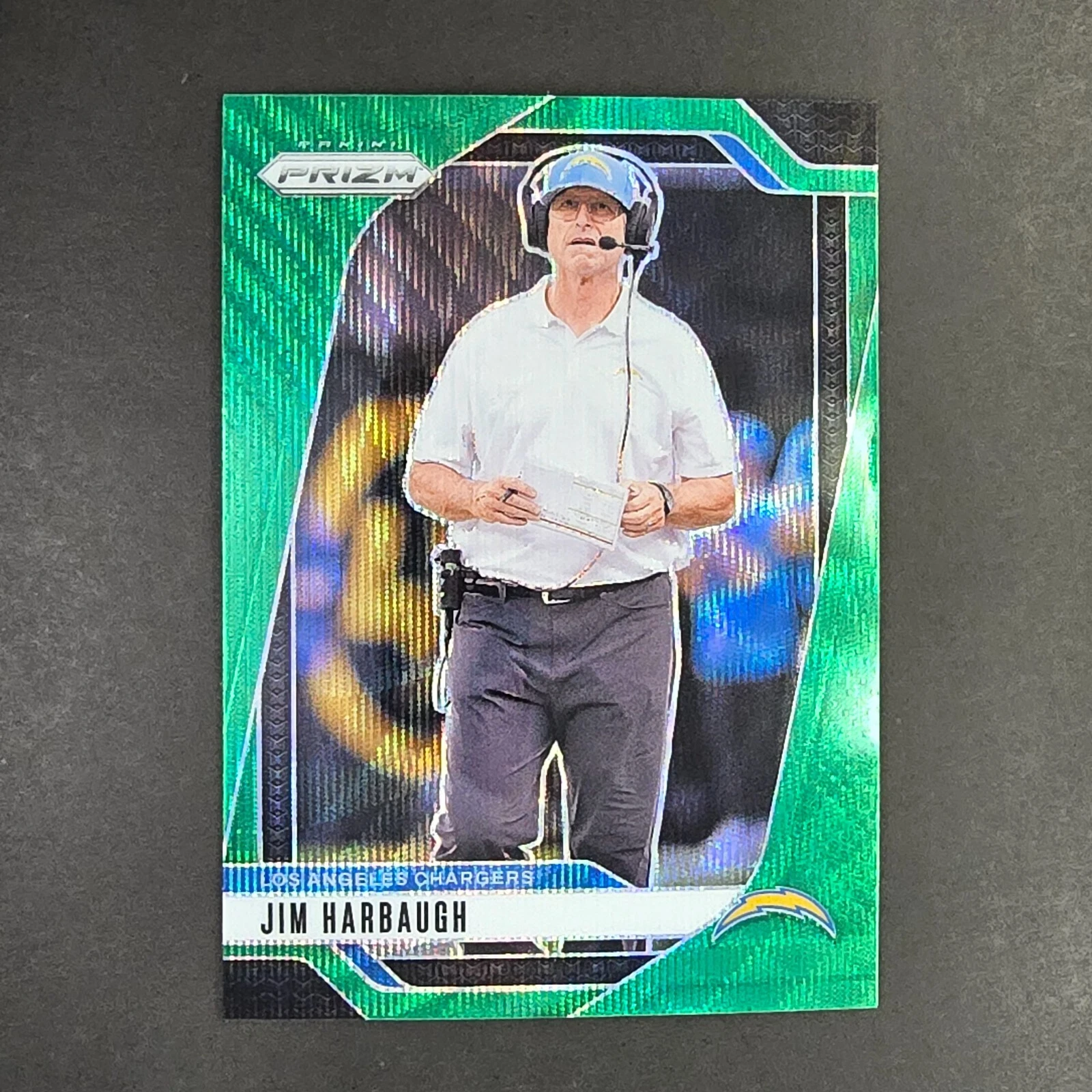 2024 Panini Prizm Jim Harbaugh 163 Green Wave Prizm Los Angeles Chargers Coach