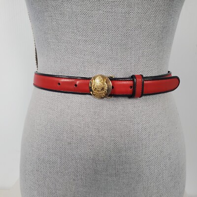 Ralph Lauren Red Leather Belt with Gold Buckle Lauren Ralph Lauren Belts for Women | Belk main image 3