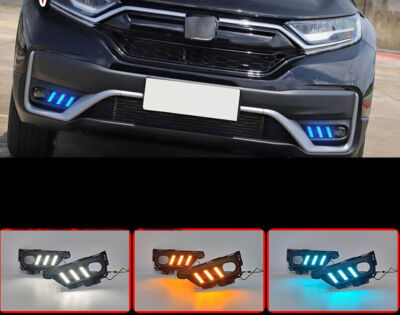 Pair For 2023~2025 Honda CR~V CRV LED DRL Fog Light Turn Signal With Sensor Hole