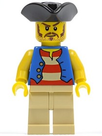 Lego Pirate Blue Vest 6243 Long Brown Moustache Pirates II Minifigure