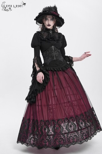 Eva Lady Women Black Gothic Retro Lace-Up Underbust Waistband Adjustable Corset - Foto 14 di 26