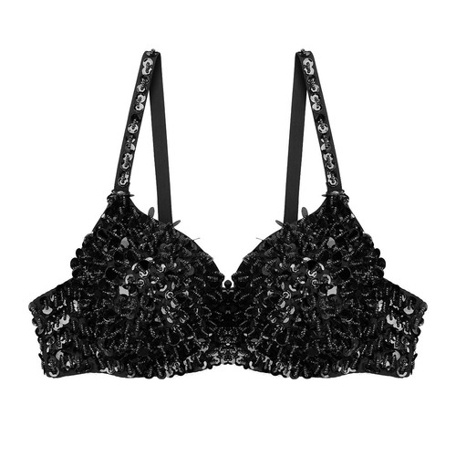 Women's Sparkle Glitter Bra Halloween Rave Belly Dancing Crop Tops Costume - Picture 7 of 46
