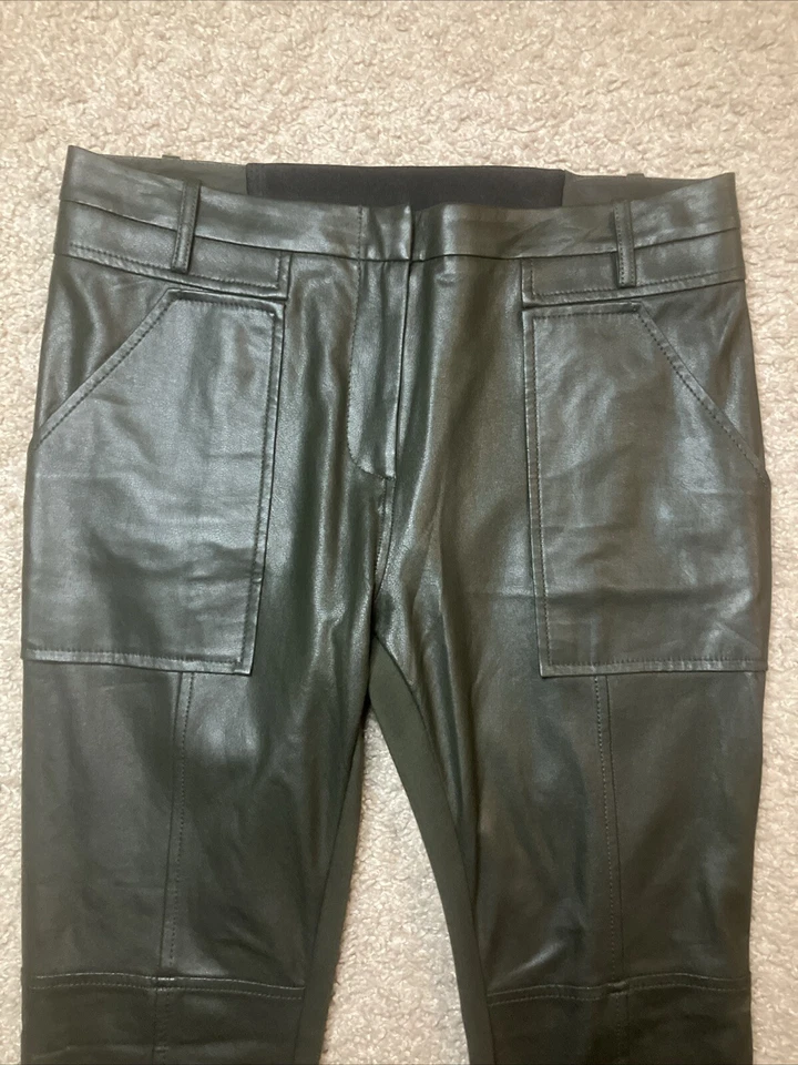 Pantalones Leggings BCBG MAXAZRIA Verde Imitación Cuero Bloqueado Talla Pequeña Capri 30 X 25 Foto 2 de 4