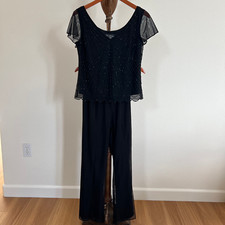 S.L. Fashion Size 8P 2-Piece Black Beaded Emb...