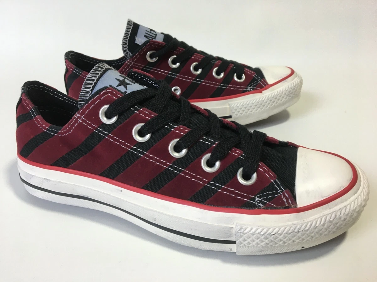 RARE Converse All Star VELVET STONEWASH OX Black Red Trainers Shoes Mens Women s