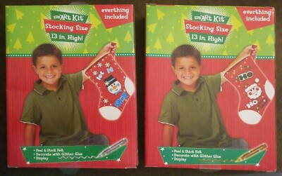 Felt Stocking Kit *SET of 2*  Snowman and Santa *NIB* FUN CRAFT PROJECT 4 KIDS!!
