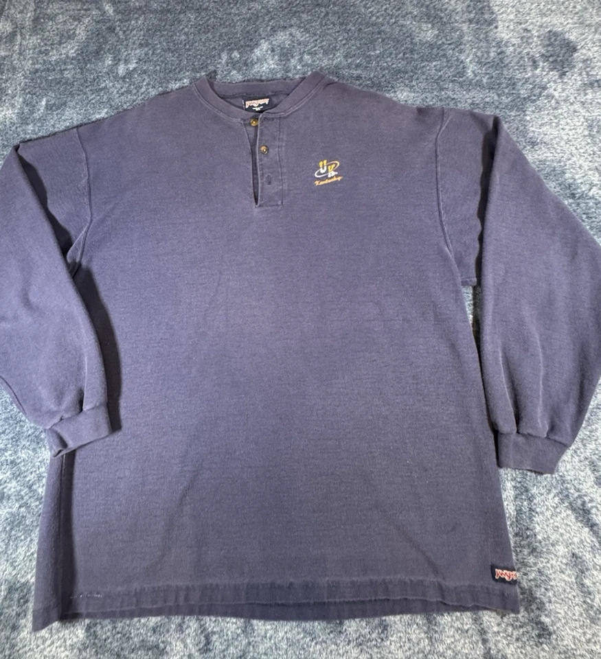Jansport Shirt Men's UK Kentucky XL Long Sleeve USA Faded VTG College 80s Henley - Image 3 of 4