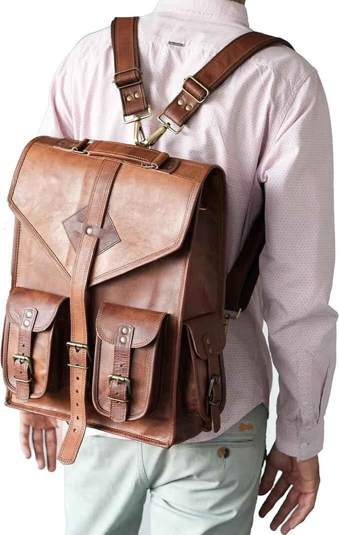 Leather Backpack Men’s Handmade Messenger Laptop Work Travel Rucksack Plw
Opens in a new window or t
