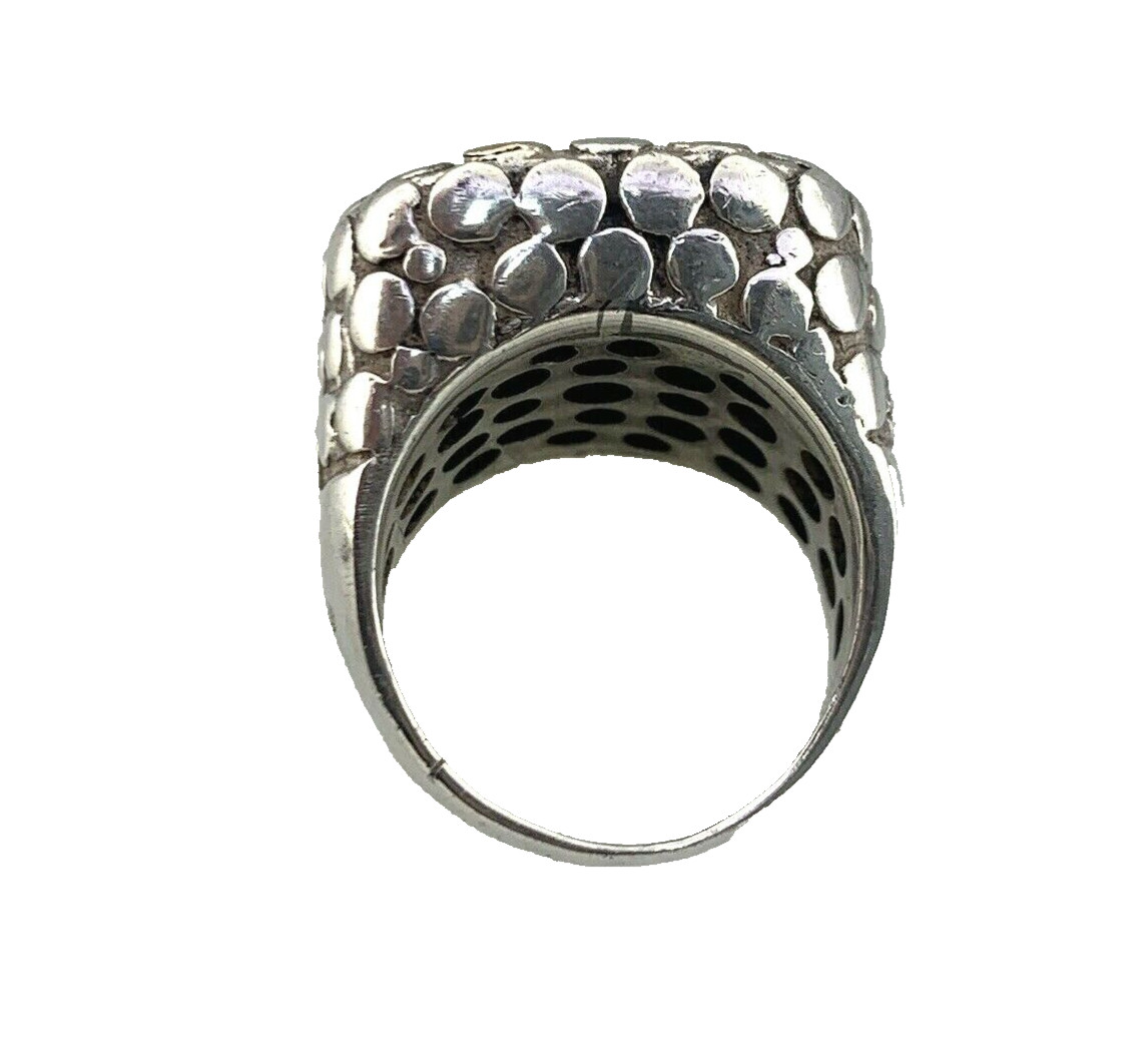 Bali Style Statement Ring Square Large Bold in St… - image 2