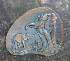 Vintage Copper Joe Calafato Elephant & Calf Art Brooch Pin Velia South Africa
