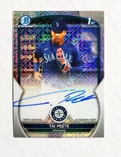 Tai Peete 2023 1st Bowman Chrome AUTO Prospect HTA Choice REFRACTOR 15/150 RC z1
