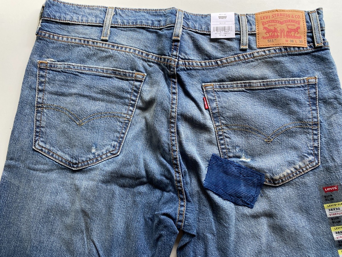 LEVI'S 511 UNIQUE SLIM FACTORY MADE PATCH RIP DISTRESSED DESIGNER