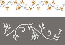 Schablone, Tupfschablone, Wandschablone, Malerschablone, Wandfries,  Blütenranke