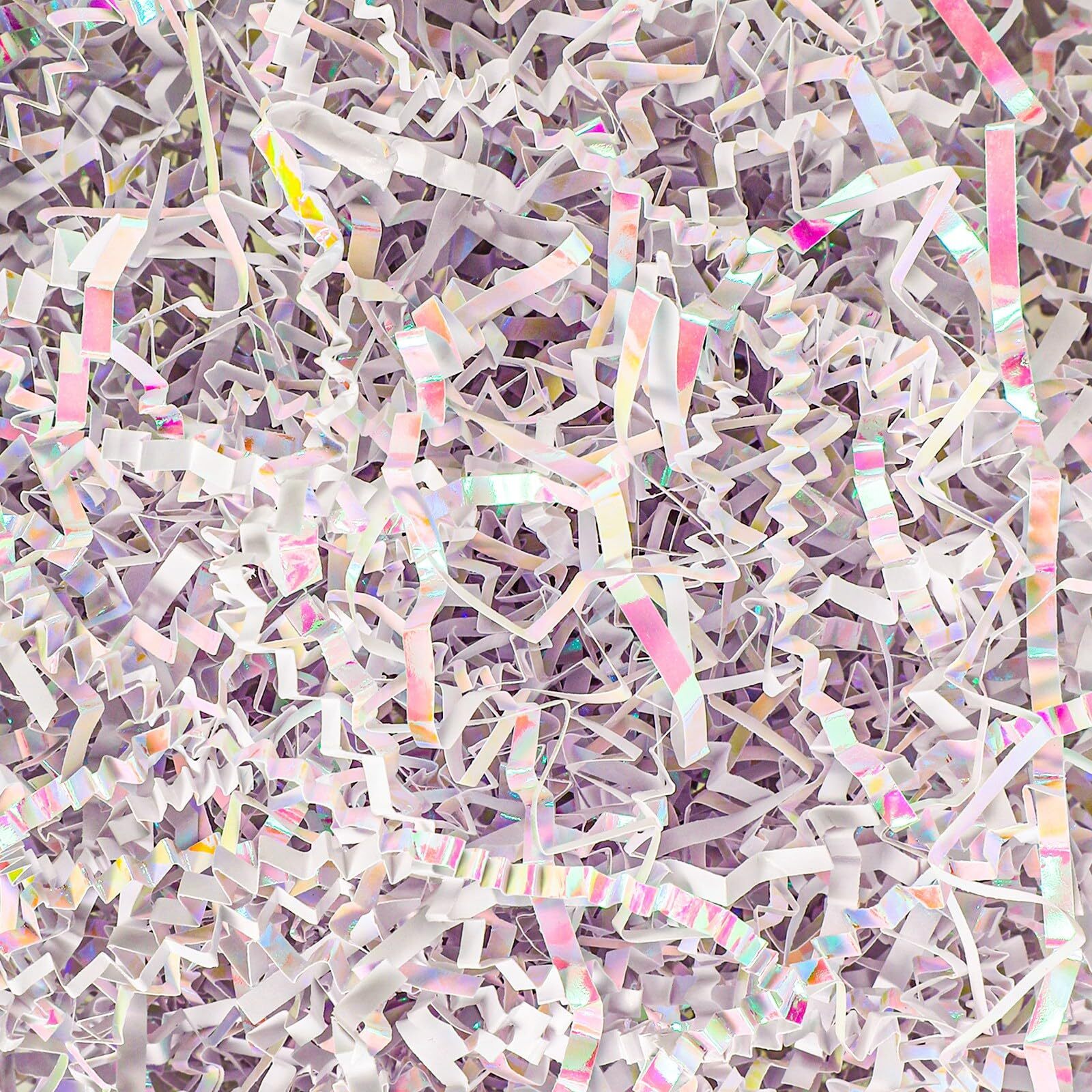 Iridescent White Crinkle Cut Shredded Paper 2 lb Filler-image