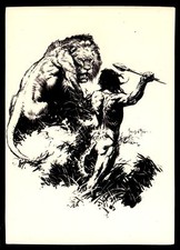 Frank Frazetta Fantasy Art Exotic Sexy Pin Up Card 1 Tarzan Golden Lion Spear