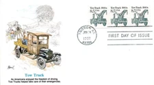 TOW TRUCK  1920s  TRANSPORTATION COIL 1987 FLEETWOOD CACHET FDC  UNADDR