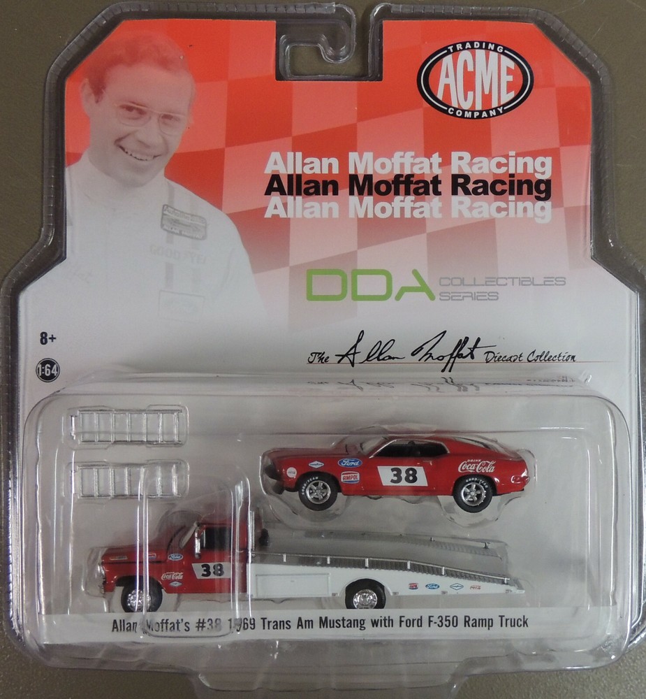 ALLAN MOFFITT #38 1969 MUSTANG & RAMP TRUCK GREENLIGHT/ACME 1:64 DIECAST MODELS