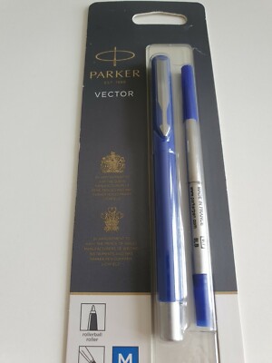 PARKER Vector Tintenroller mittelblau - blaue Tinte 0,7 mm NEU VERSIEGELT KOSTENLOSER VERSAND