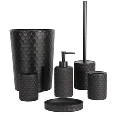 zccz Bathroom Accessory Set 6 Piece Black Bathroom Accessories Set Complete w...