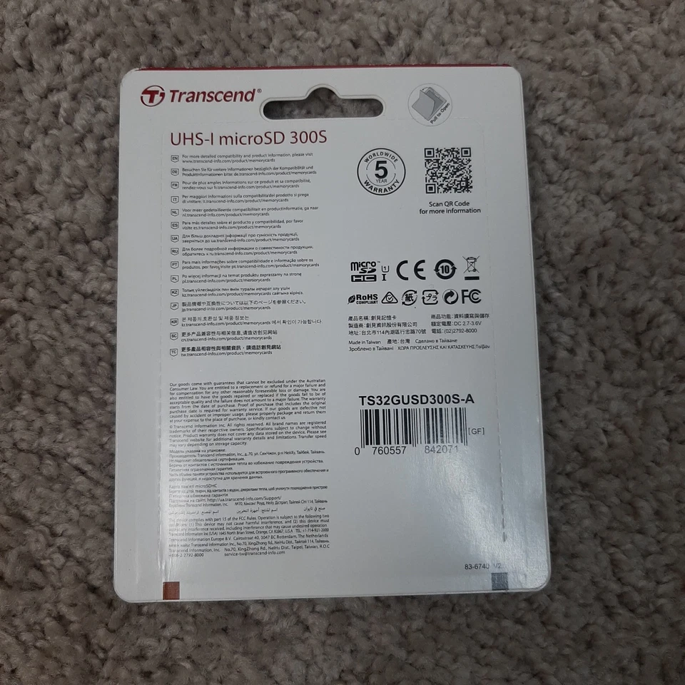 Transcend UHS-I MicroSD 300s - 95mb/s 32GB NEW/SEALED - Image 2 of 2