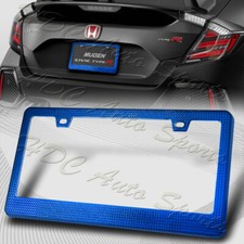 1 X Blue Diamond Cut Style Car License Plate Frame Cover Front Or Rear Us Size