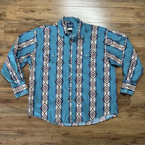 Wrangler Retro Shirt Mens XXL Blue Denim Western