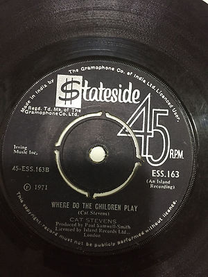 Cat Stevens Peace Train Where Do The Children Rare Single 7 45 Rpm India Vg Ebay