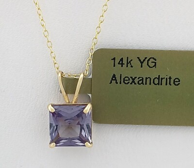 LAB ALEXANDRIT 1,25 kt SOLITÄR ANHÄNGER 14k GELBGOLD - neu mit Etikett