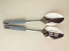 Slotted Spoon And Serving Spoon 12-Inch Long Gray Handle Japan